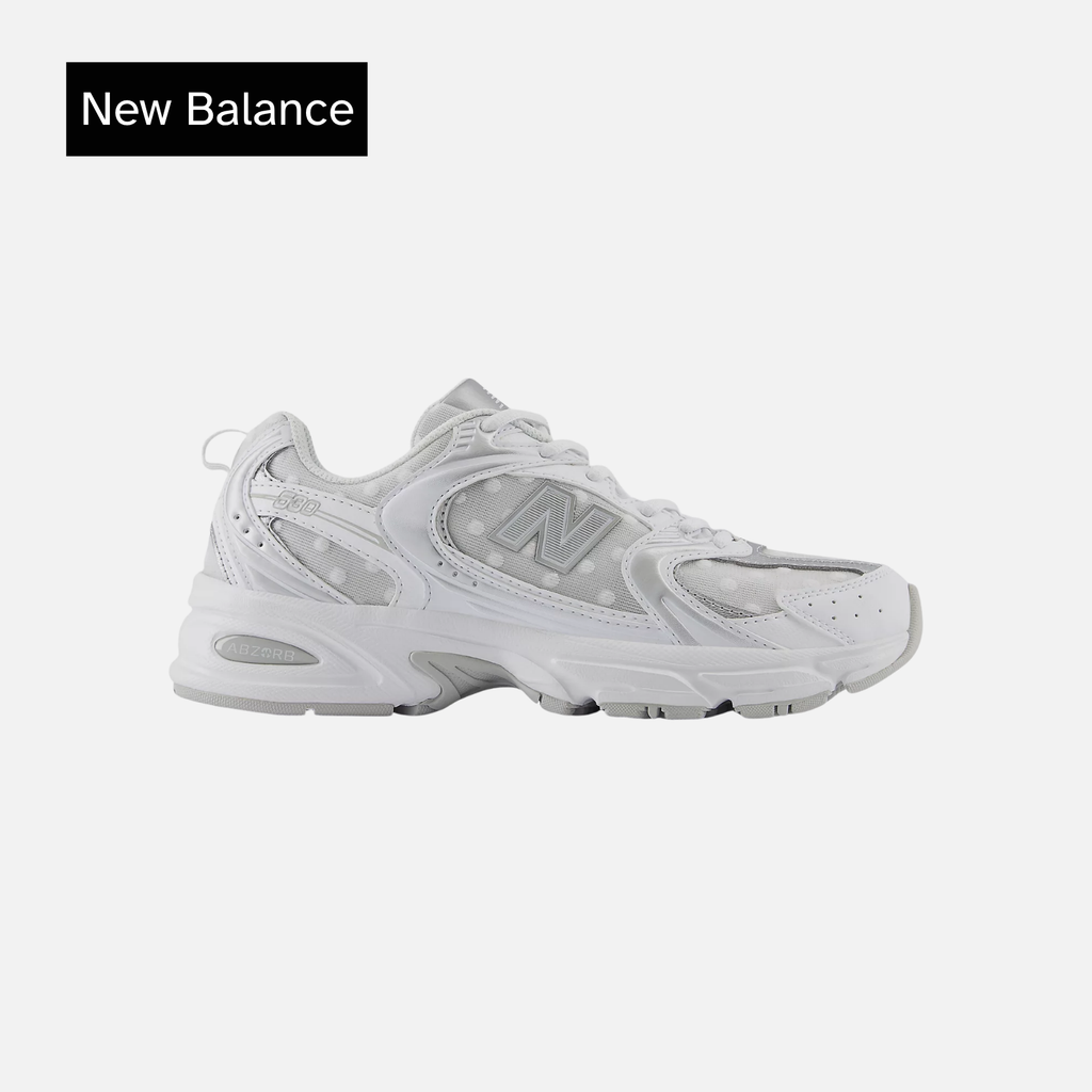 New Balance 530 White Silver Metallic Polka Dots