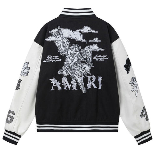 AMRI Angel Branded Woven Varsity Jacket