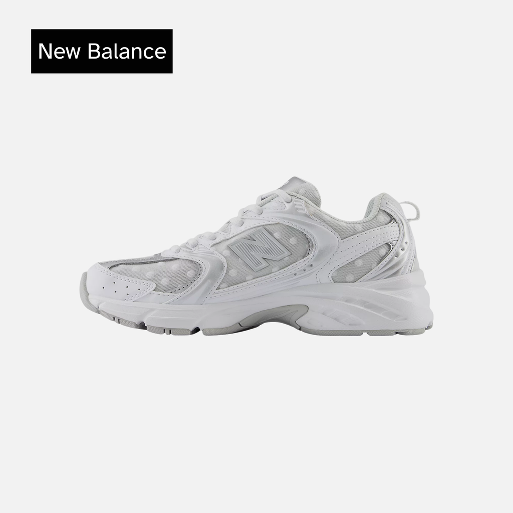 New Balance 530 White Silver Metallic Polka Dots