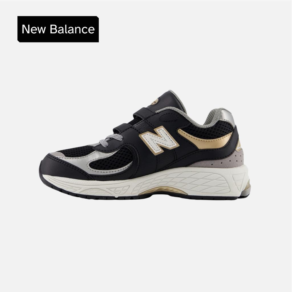 New Balance 2002R Hook & Loop Little Kid Wide Black Sea Salt Gold