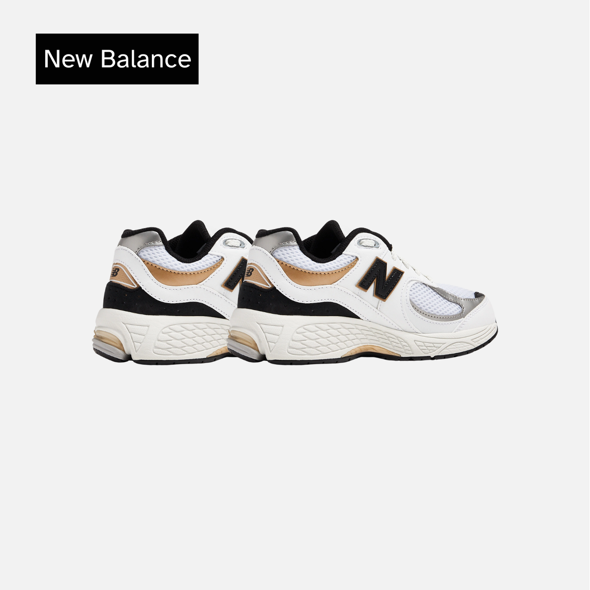 New Balance 2002R Big Kid White Black Gold
