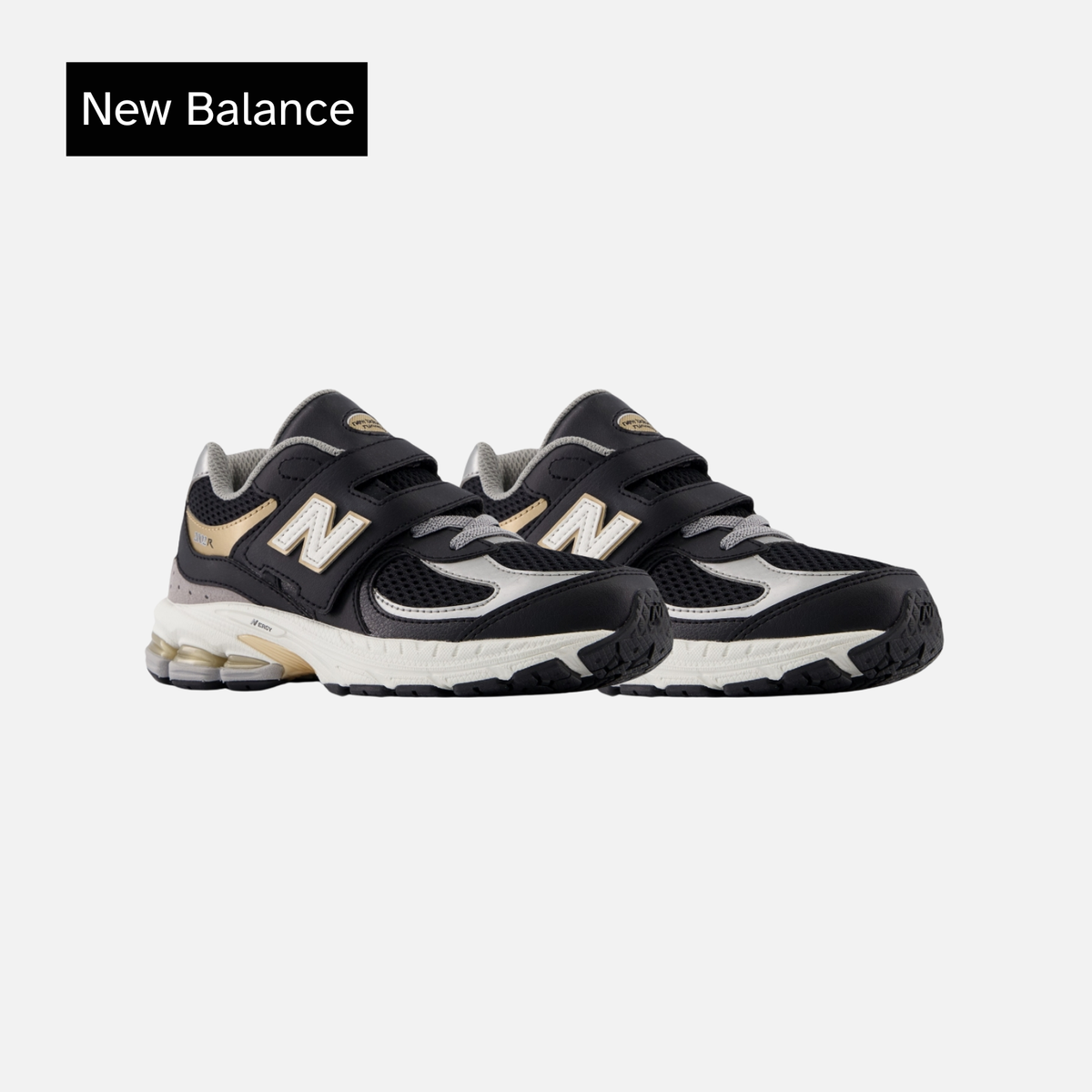 New Balance 2002R Hook & Loop Little Kid Wide Black Sea Salt Gold