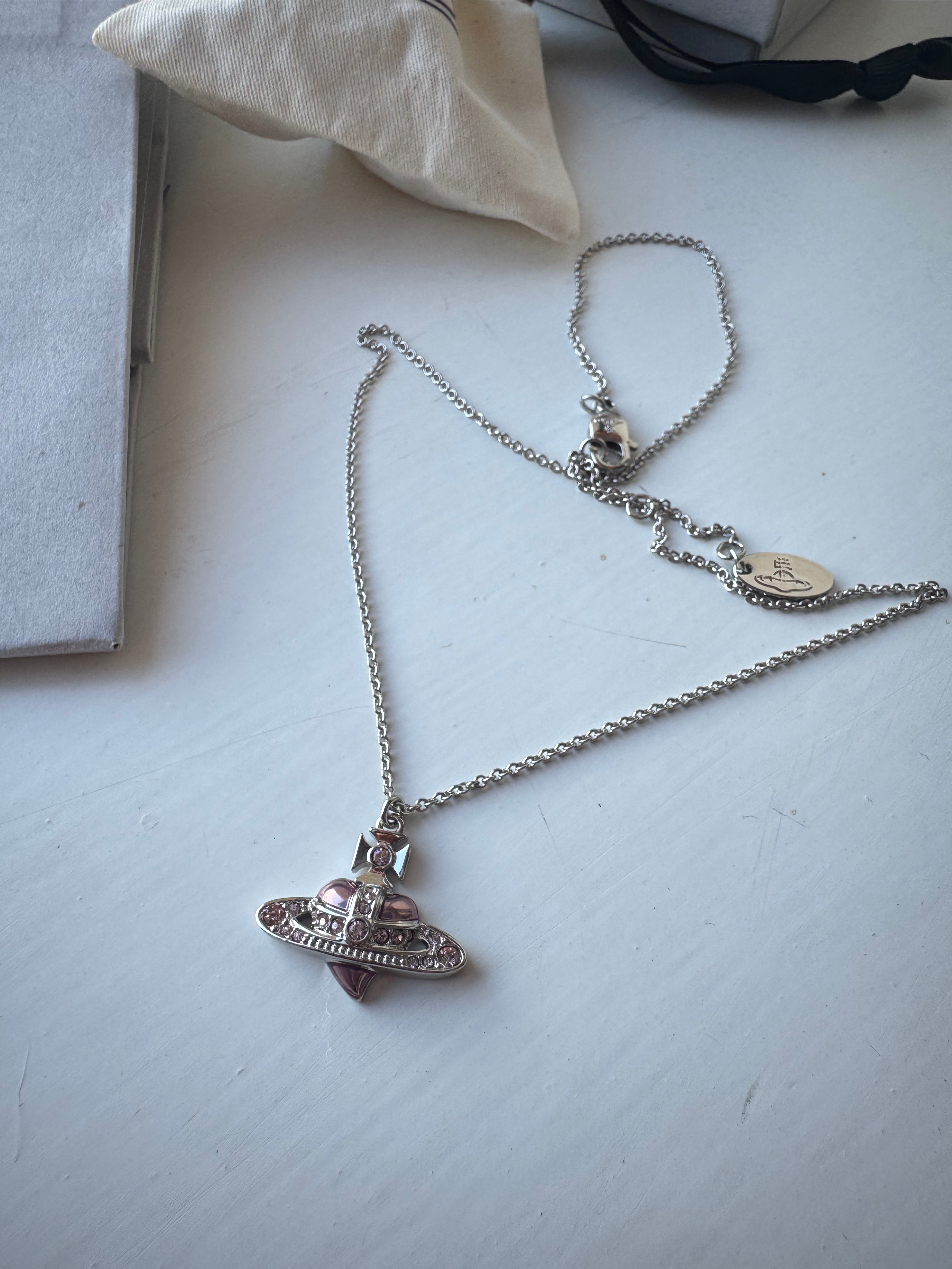 VIVIENNE WESTWOOD New Diamante Heart Pendant Necklace Brass(4 Colors)
