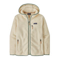 Patagonia Women's Retro Pile Fleece Hoody in Natural w/ Ellwood Green