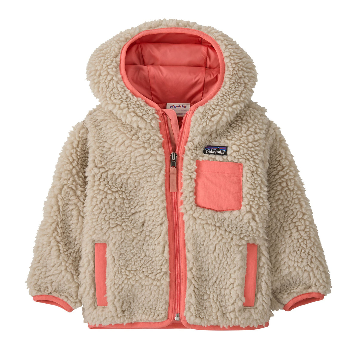 Patagonia Baby Retro-X® Fleece Hoody in Natural w/ Sparkle Pink